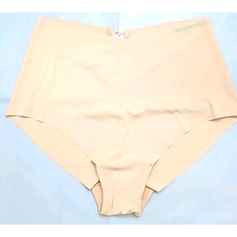 Victoria's Secret Women's Brief Panties XL Beige Solid Logo Stretch Polyamide